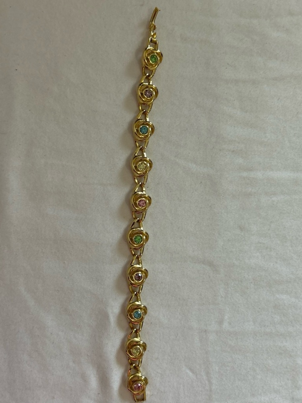 Gold-Tone Multicolor Crystal Link Bracelet